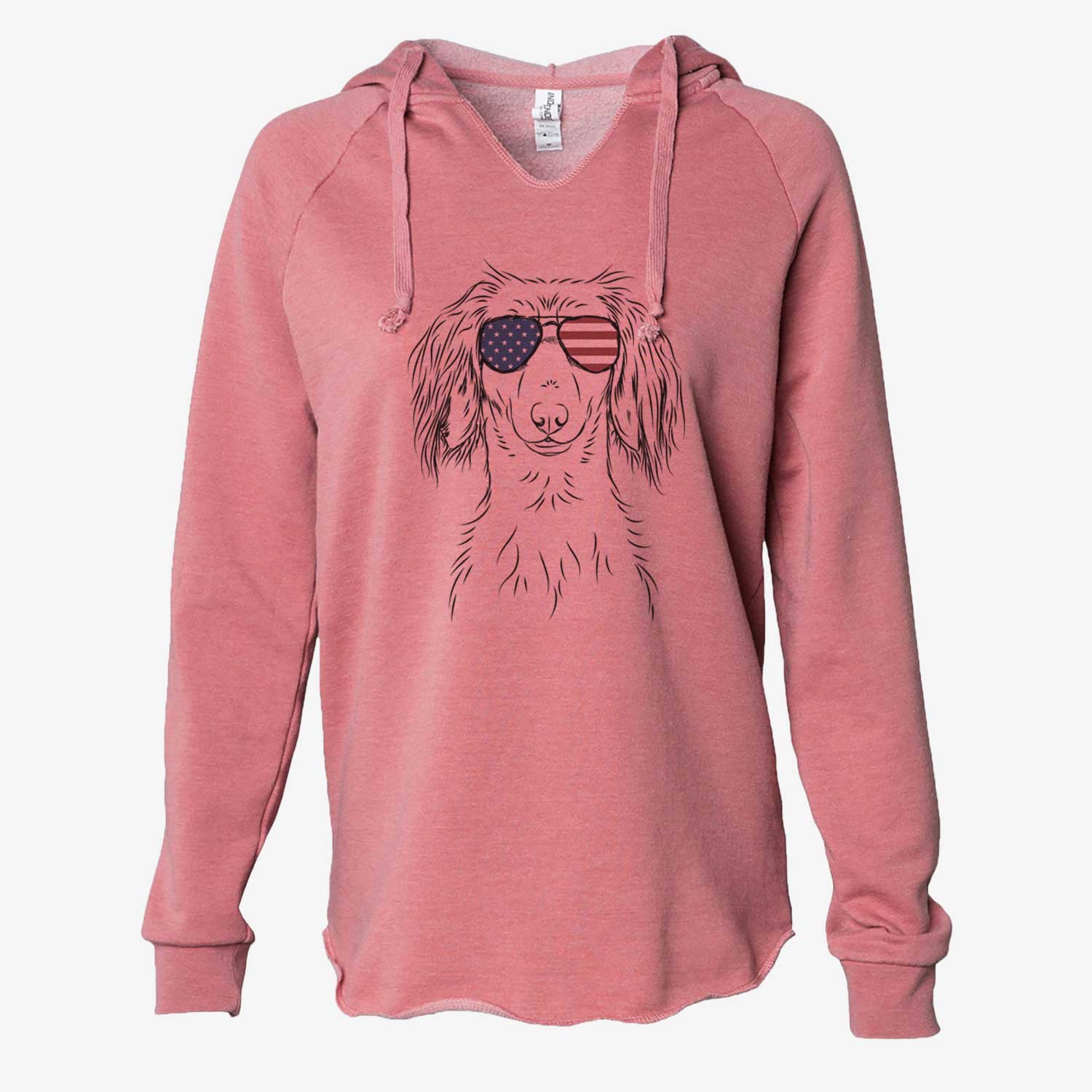 USA Roux the Long Haired Dachshund - Cali Wave Hooded Sweatshirt
