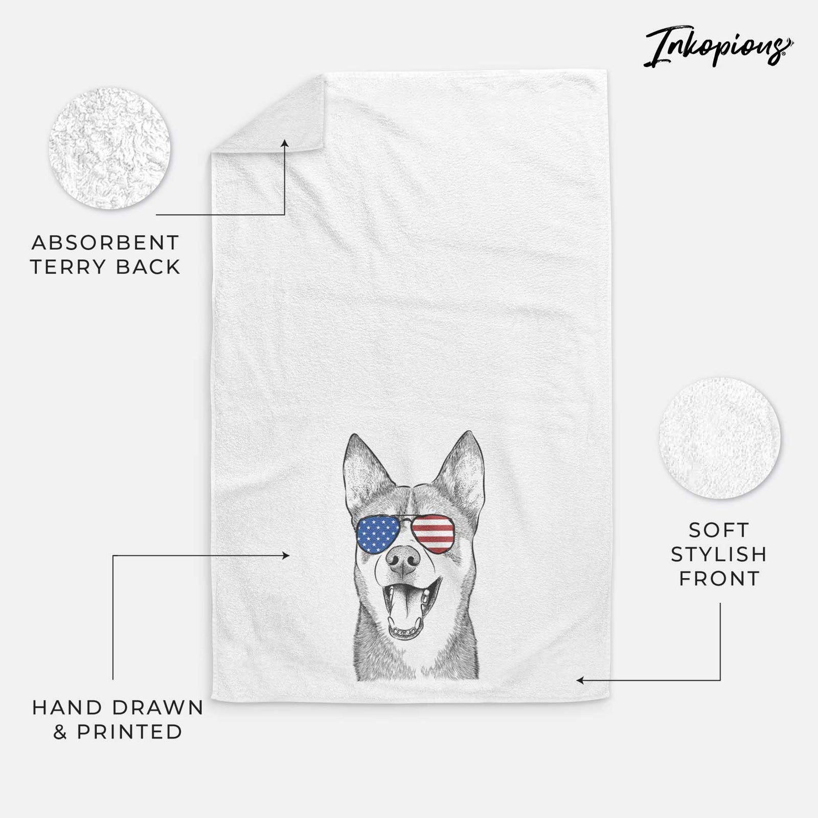 Roux the Siberian Husky Decorative Hand Towel