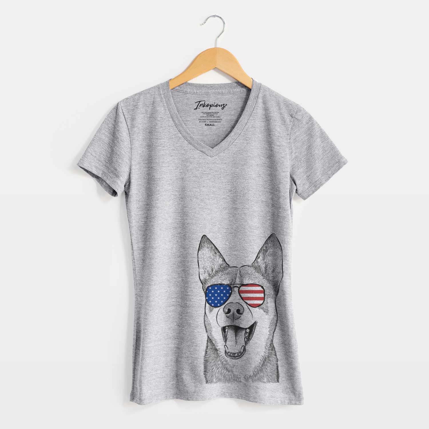 USA Roux the Siberian Husky - Women's Perfect V-neck Shirt