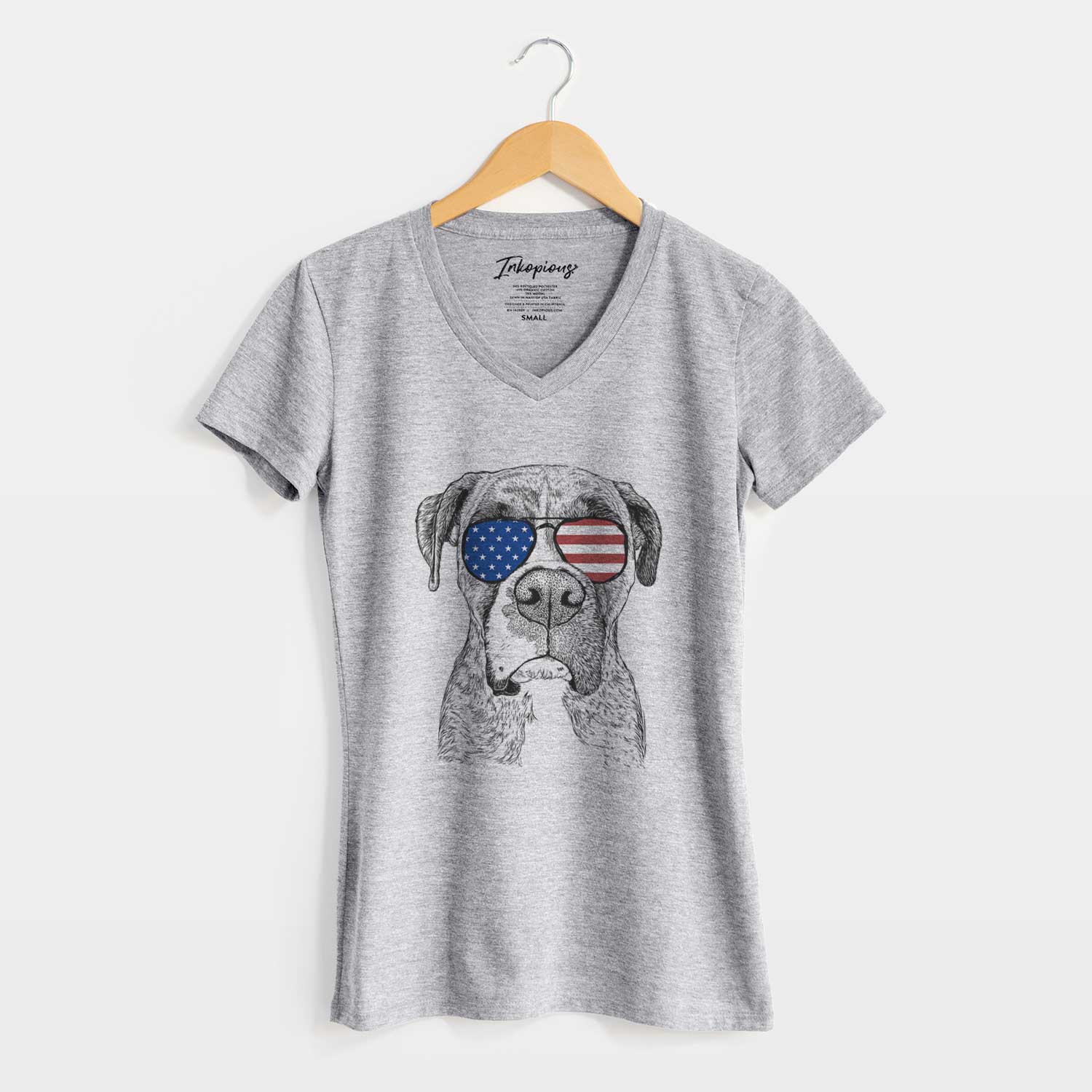 USA Rowdy Rex the Boxer - Women's Perfect V-neck Shirt