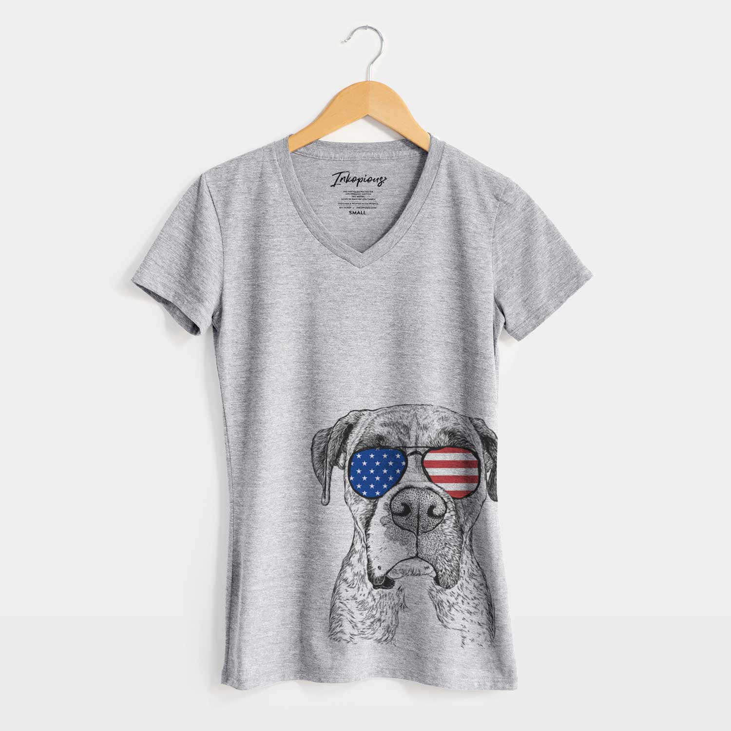 USA Rowdy Rex the Boxer - Women's Perfect V-neck Shirt