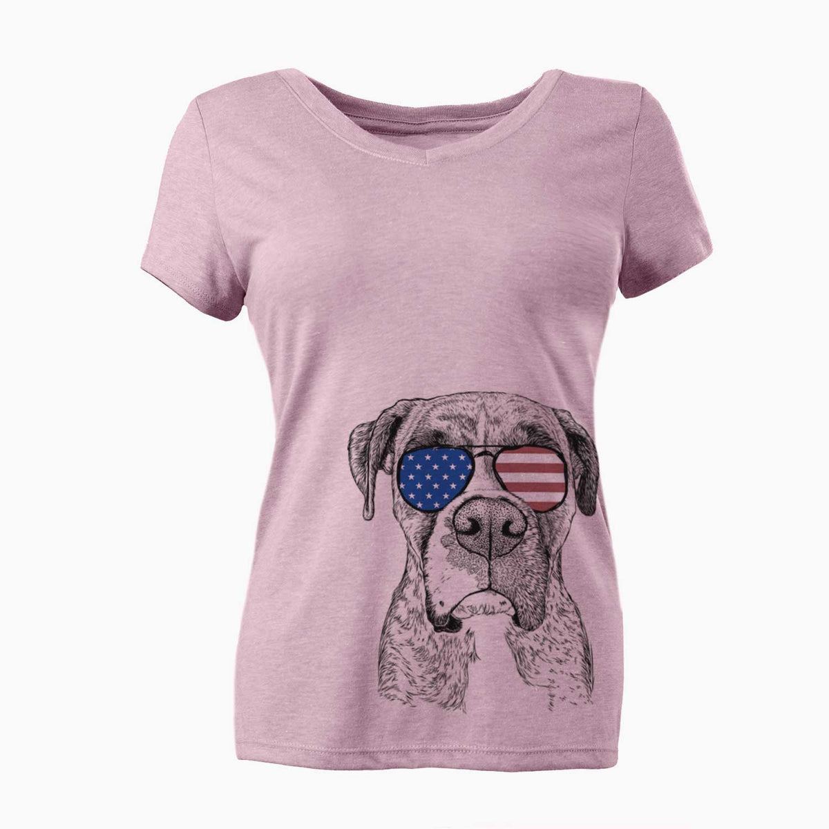 USA Rowdy Rex the Boxer - Women's Perfect V-neck Shirt