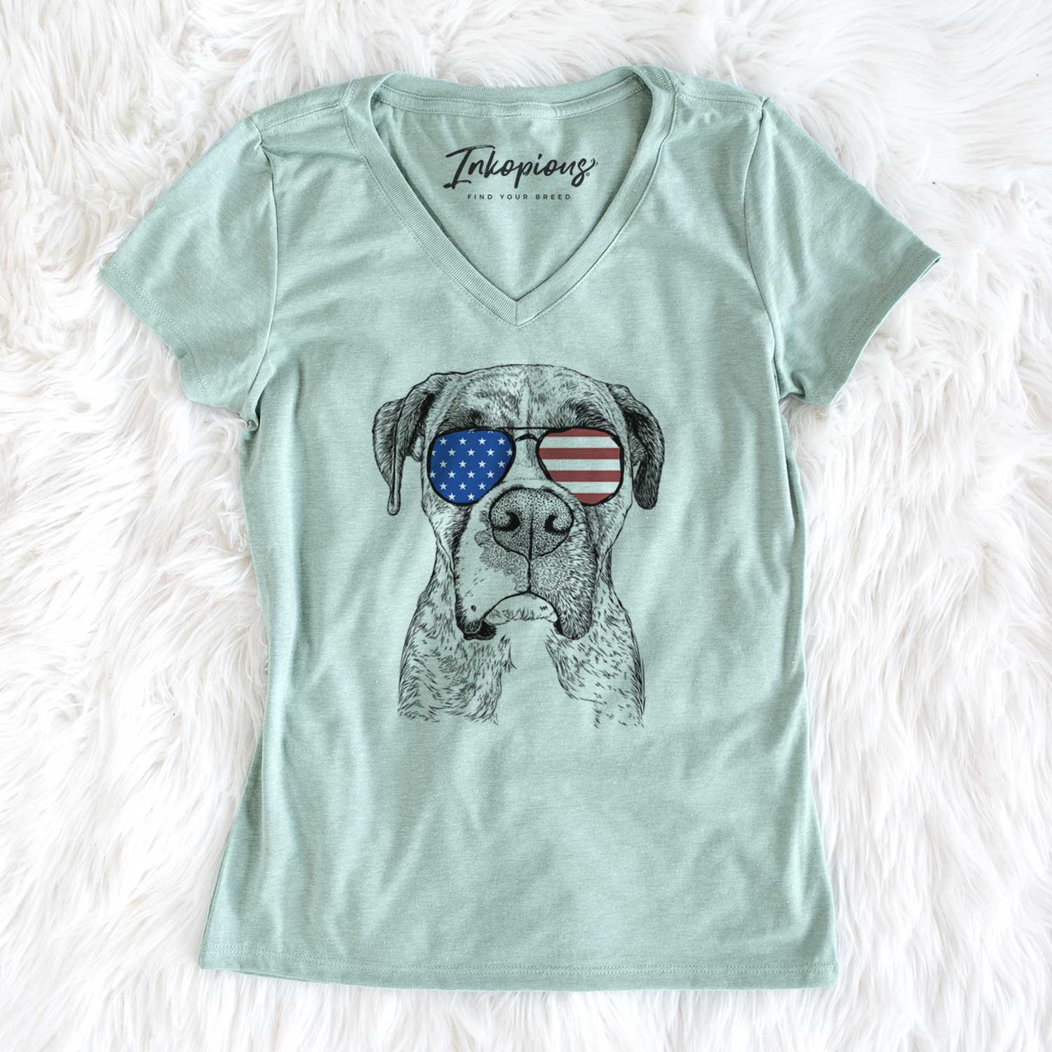 USA Rowdy Rex the Boxer - Women's Perfect V-neck Shirt