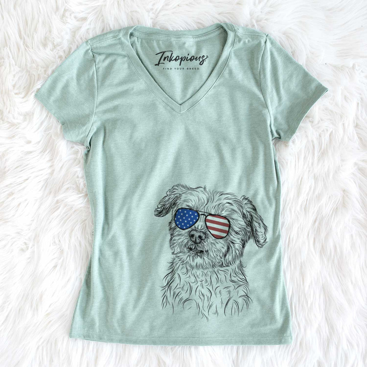 USA Roxie the Schnauzer Shih Tzu Mix - Women's Perfect V-neck Shirt