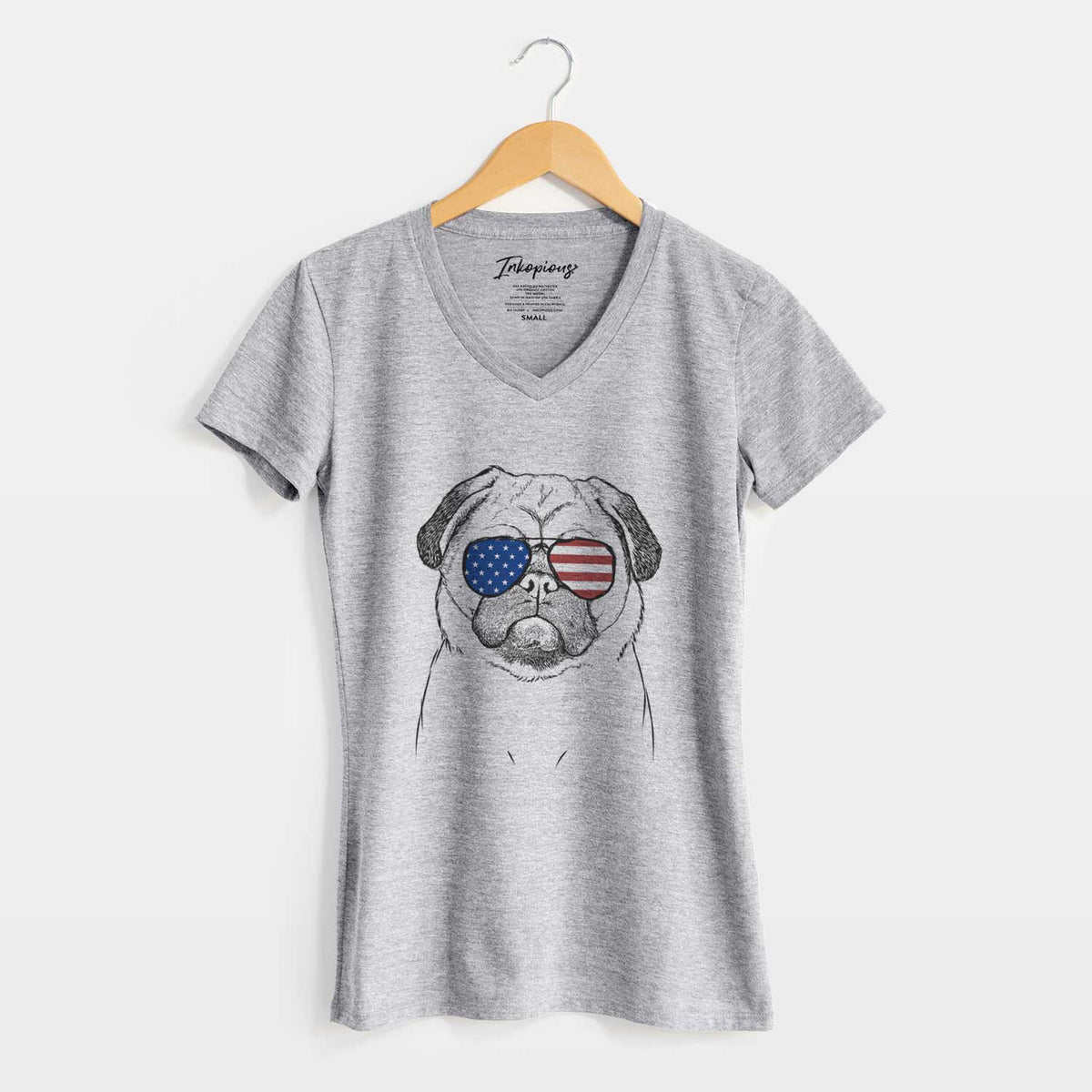 USA Ruby the Pug - Women&#39;s Perfect V-neck Shirt