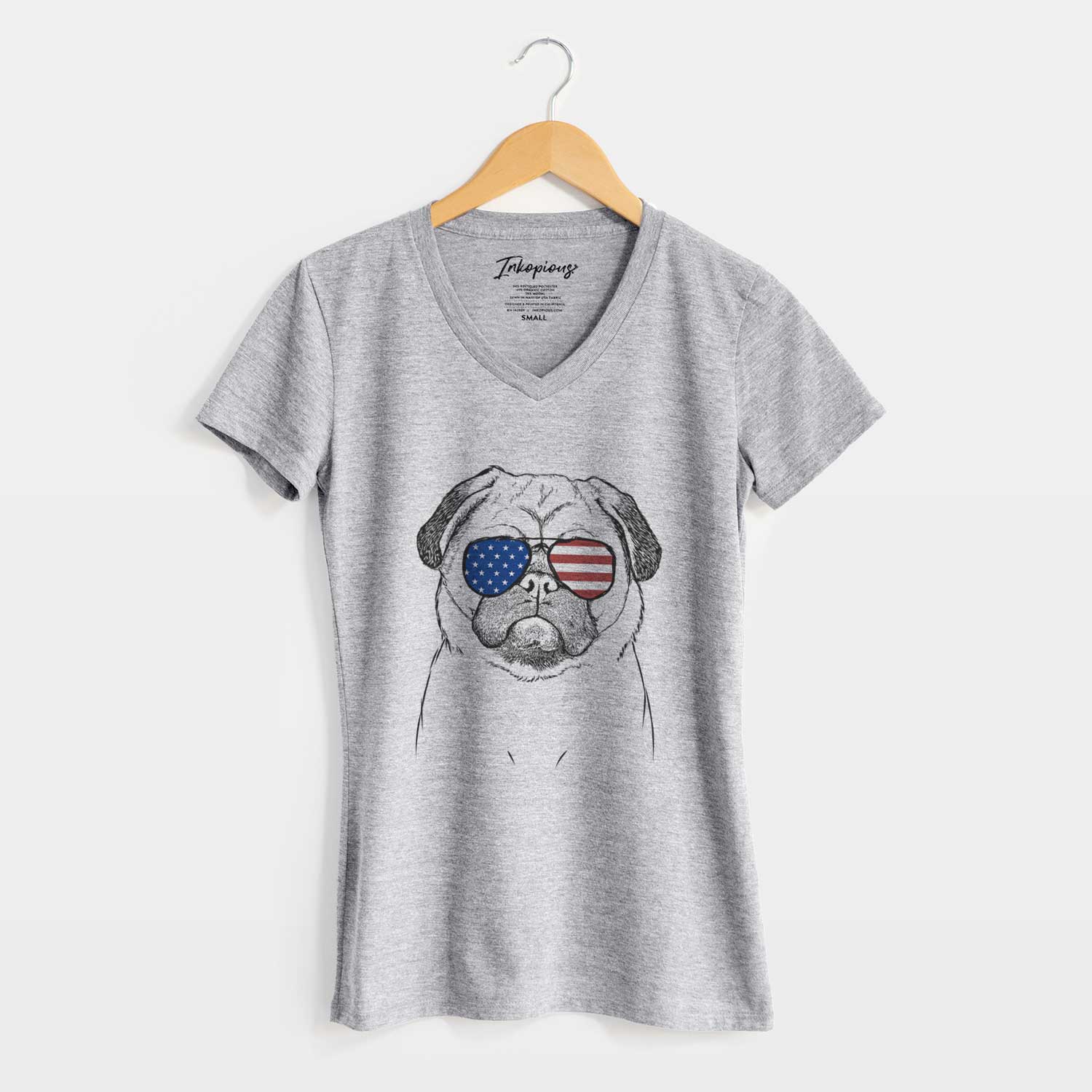 USA Ruby the Pug - Women's Perfect V-neck Shirt
