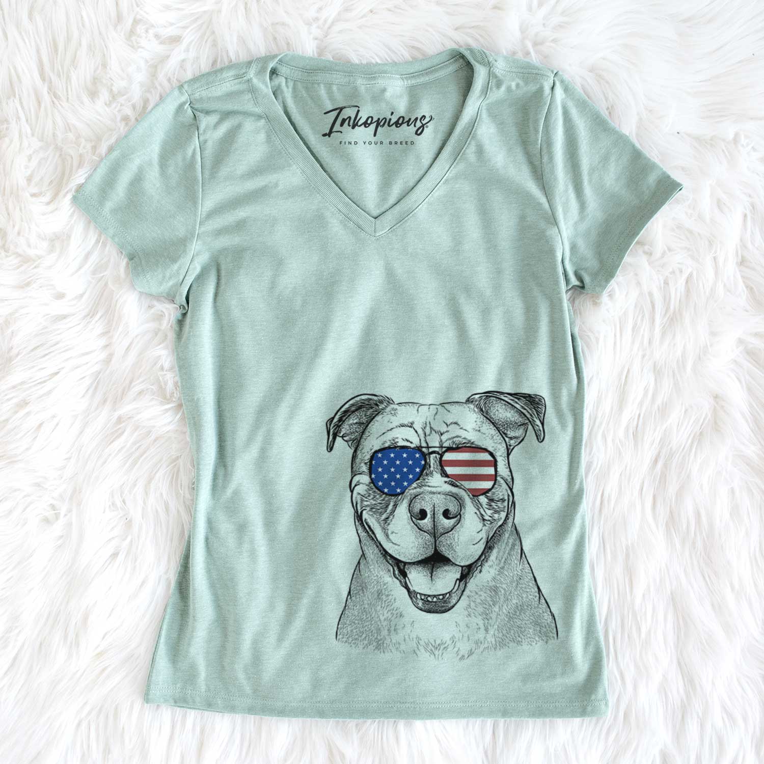 USA Rufus the American Bulldog - Women's Perfect V-neck Shirt