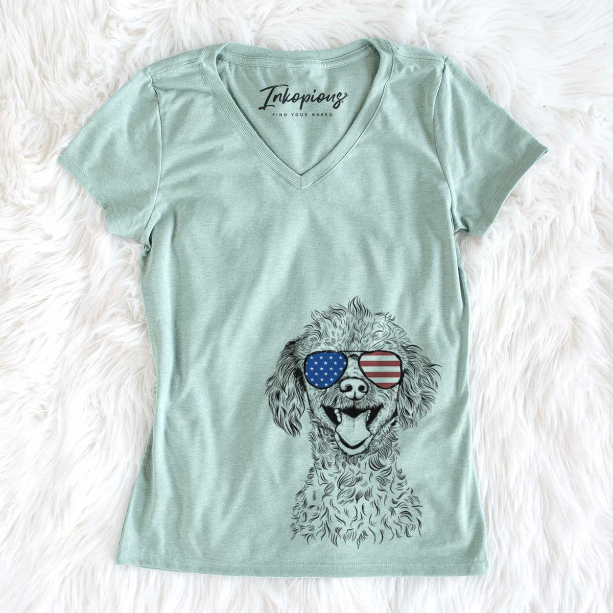 USA Rusty the Toy Poodle - Women's Perfect V-neck Shirt