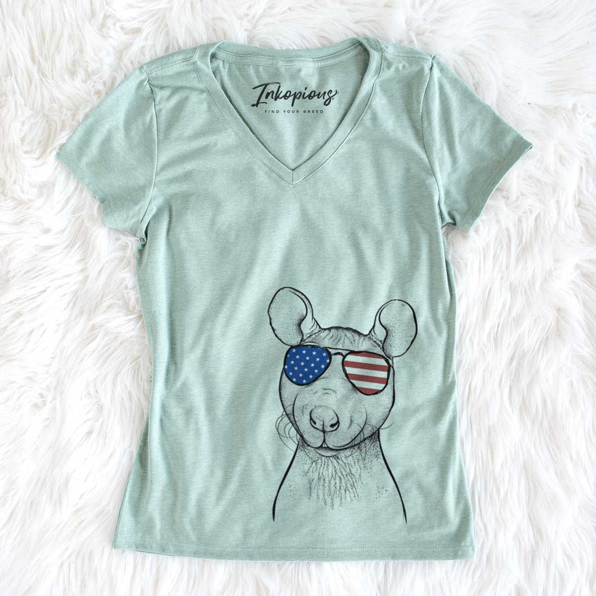 USA Ruthie the Hairless Rat - Women's Perfect V-neck Shirt