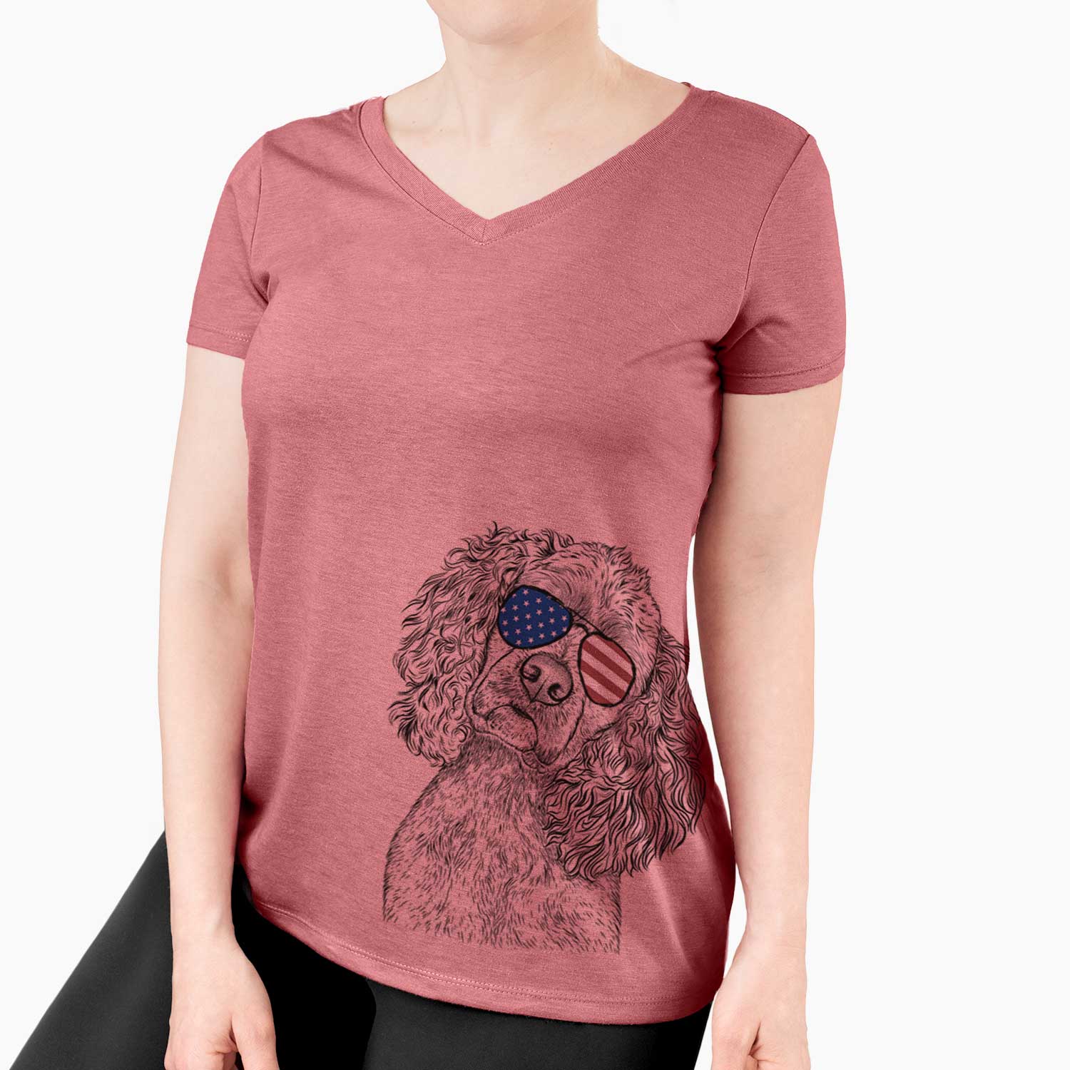 USA Sadie the Cocker Spaniel - Women's Perfect V-neck Shirt