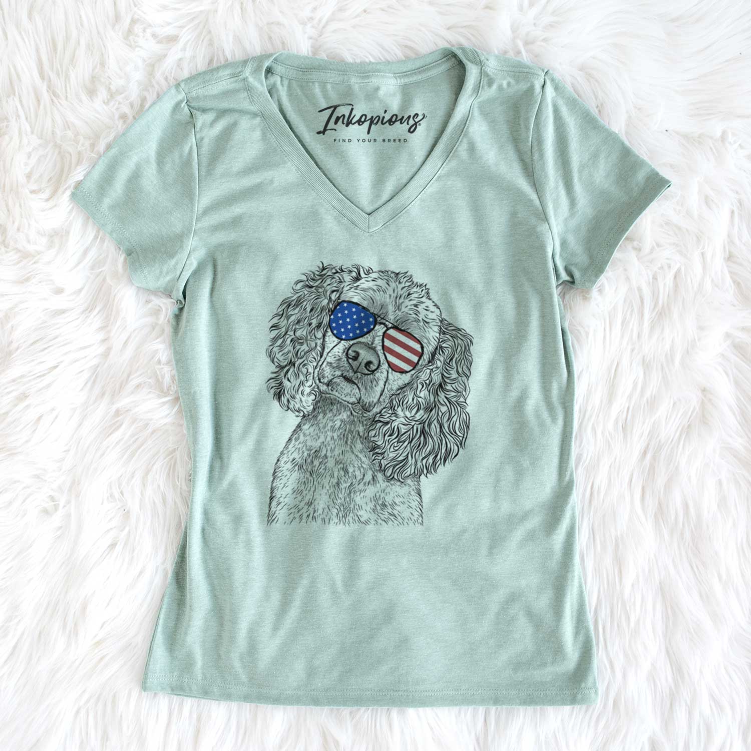 USA Sadie the Cocker Spaniel - Women's Perfect V-neck Shirt