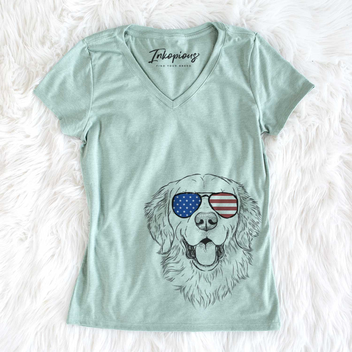 USA Sam the Golden Retriever - Women's Perfect V-neck Shirt