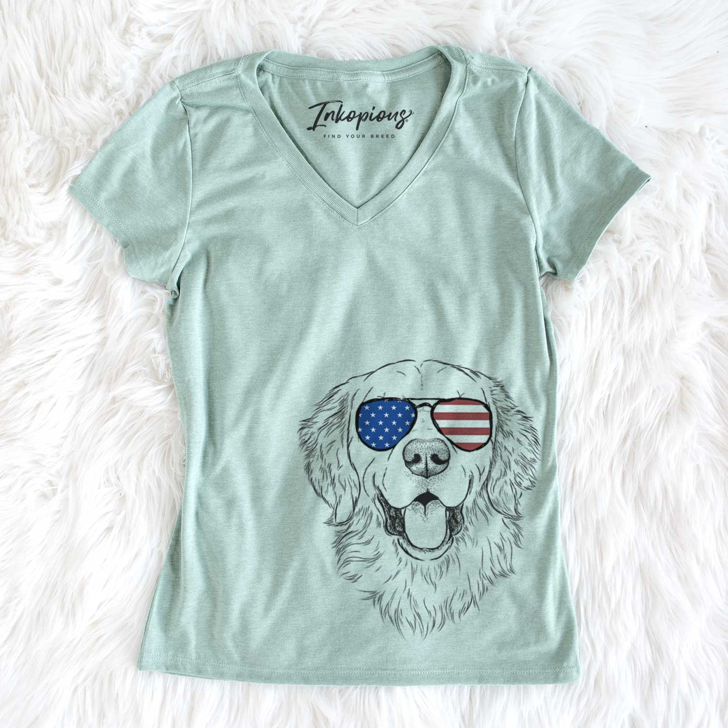 USA Sam the Golden Retriever - Women's Perfect V-neck Shirt