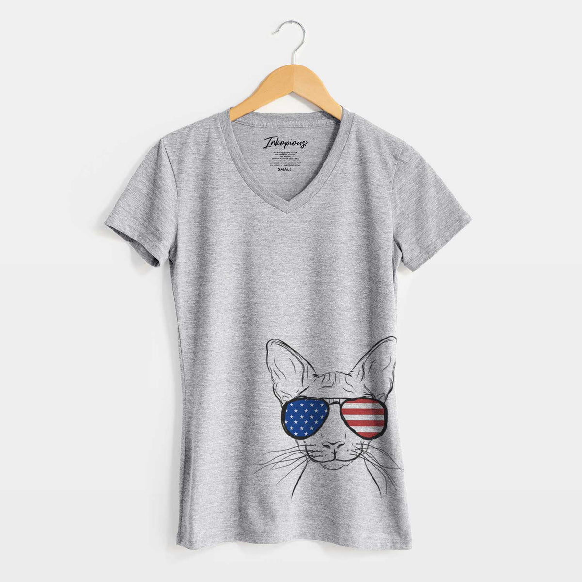 USA Sammy the Spinx Cat - Women's Perfect V-neck Shirt