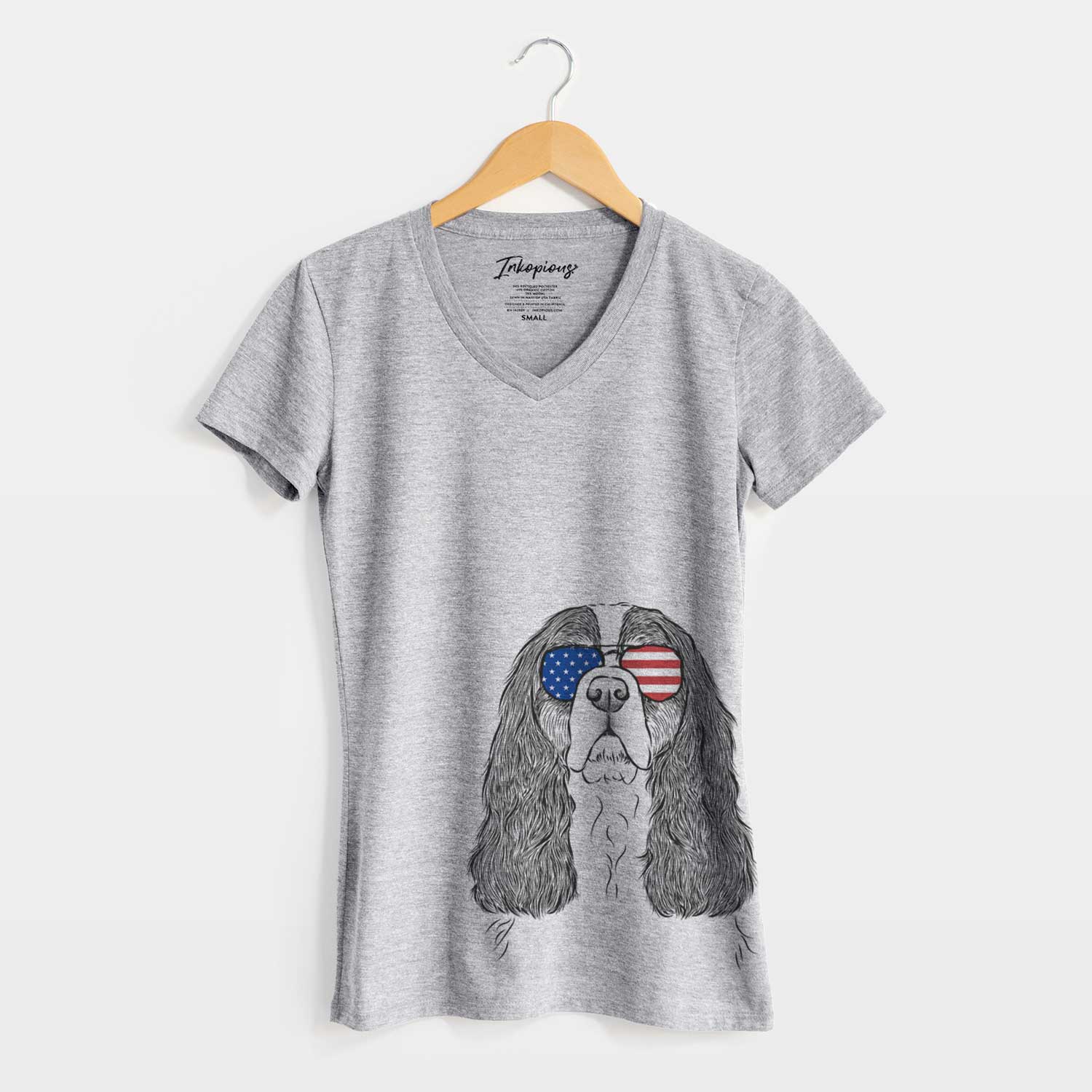 USA Sebastian the Cavalier King Charles Spaniel - Women's Perfect V-neck Shirt