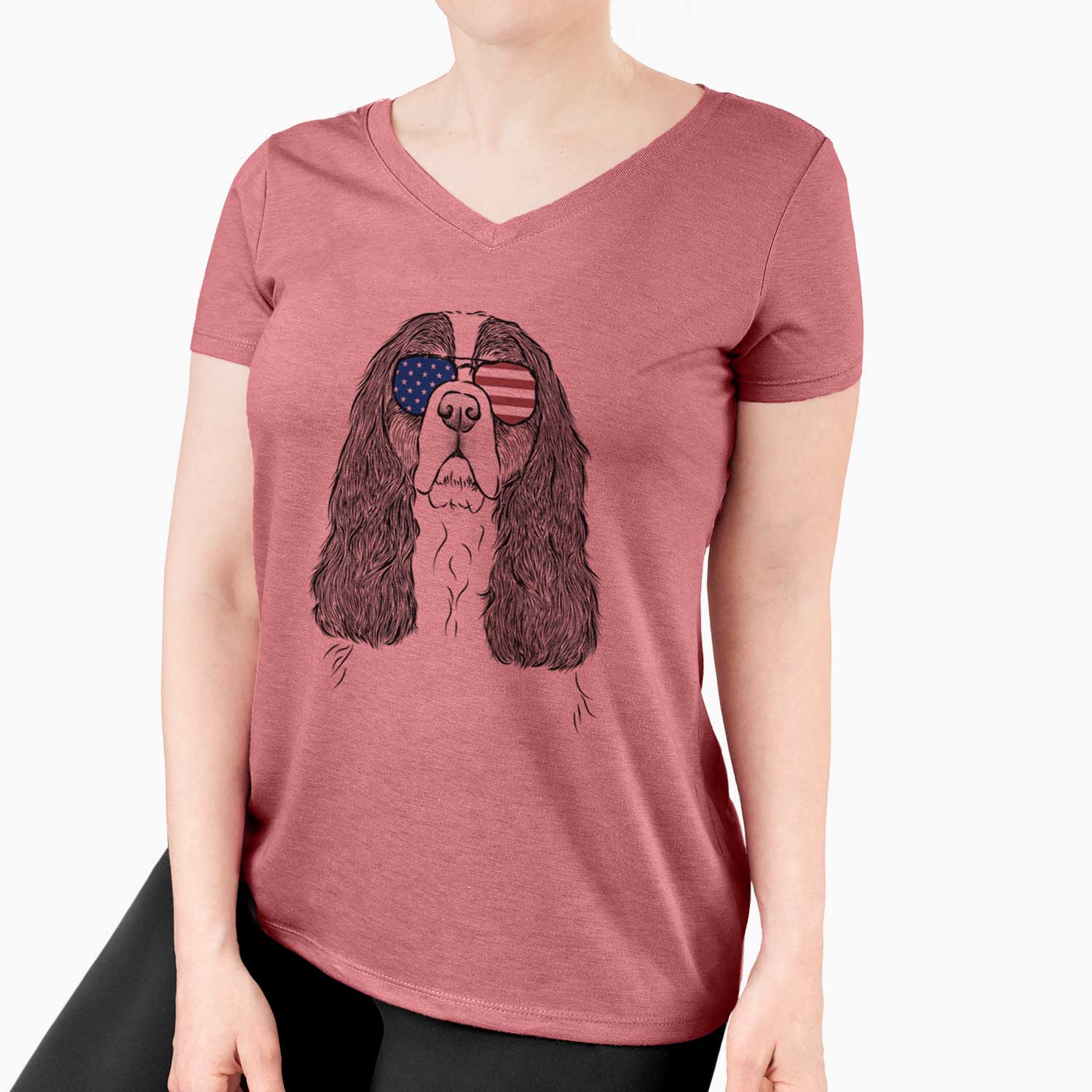 USA Sebastian the Cavalier King Charles Spaniel - Women's Perfect V-neck Shirt