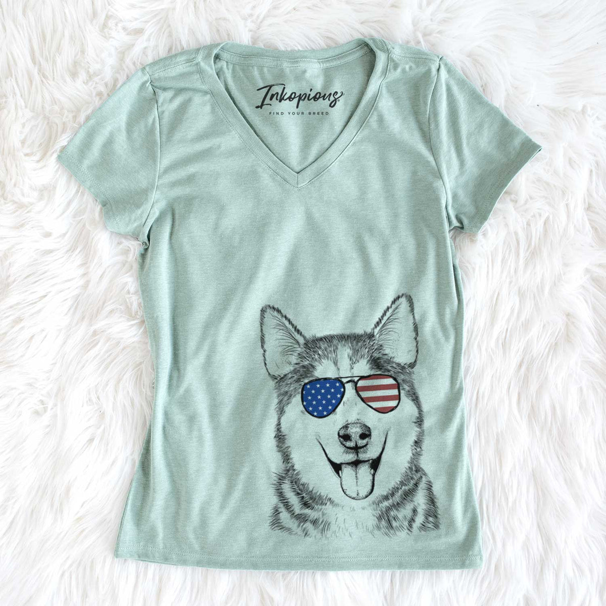 USA Sesi the Siberian Husky - Women's Perfect V-neck Shirt