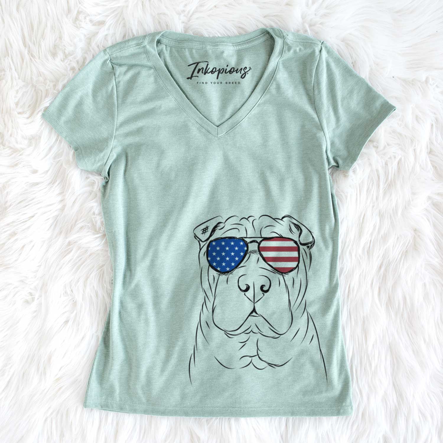 USA Sharpy the Shar Pei - Women's Perfect V-neck Shirt