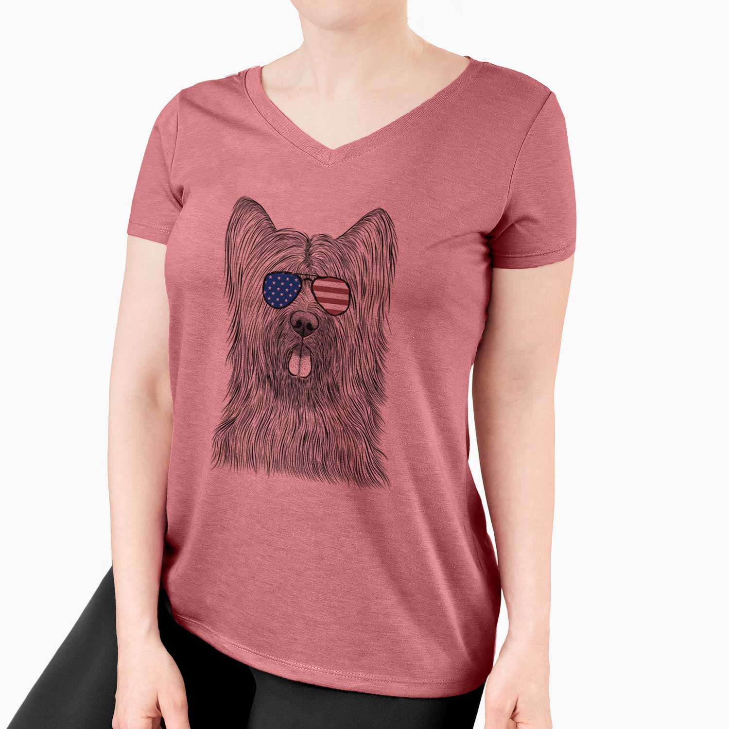 USA Shay the Briard - Women's Perfect V-neck Shirt