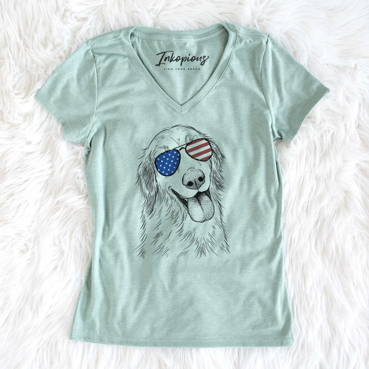 USA Shelby the Golden Retriever - Women's Perfect V-neck Shirt