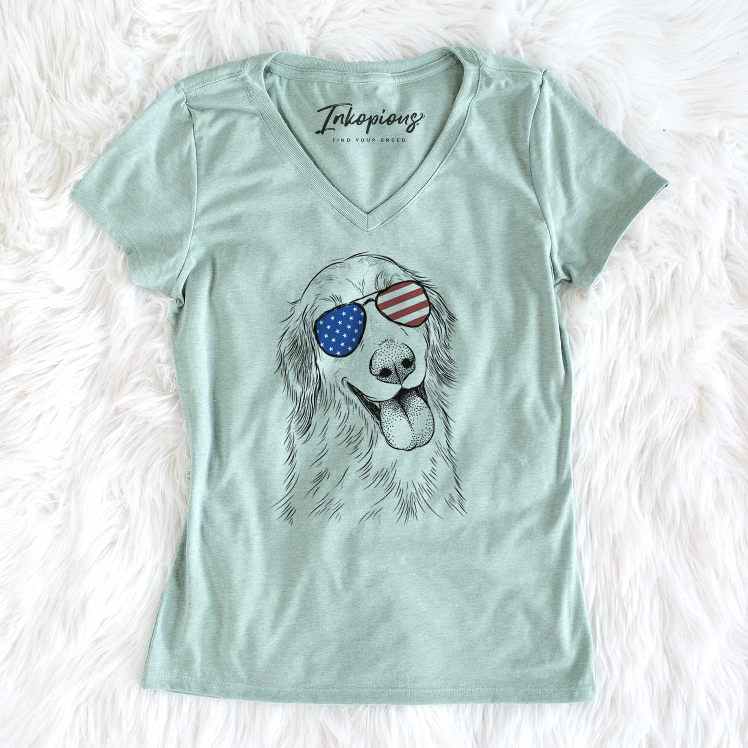 USA Shelby the Golden Retriever - Women's Perfect V-neck Shirt