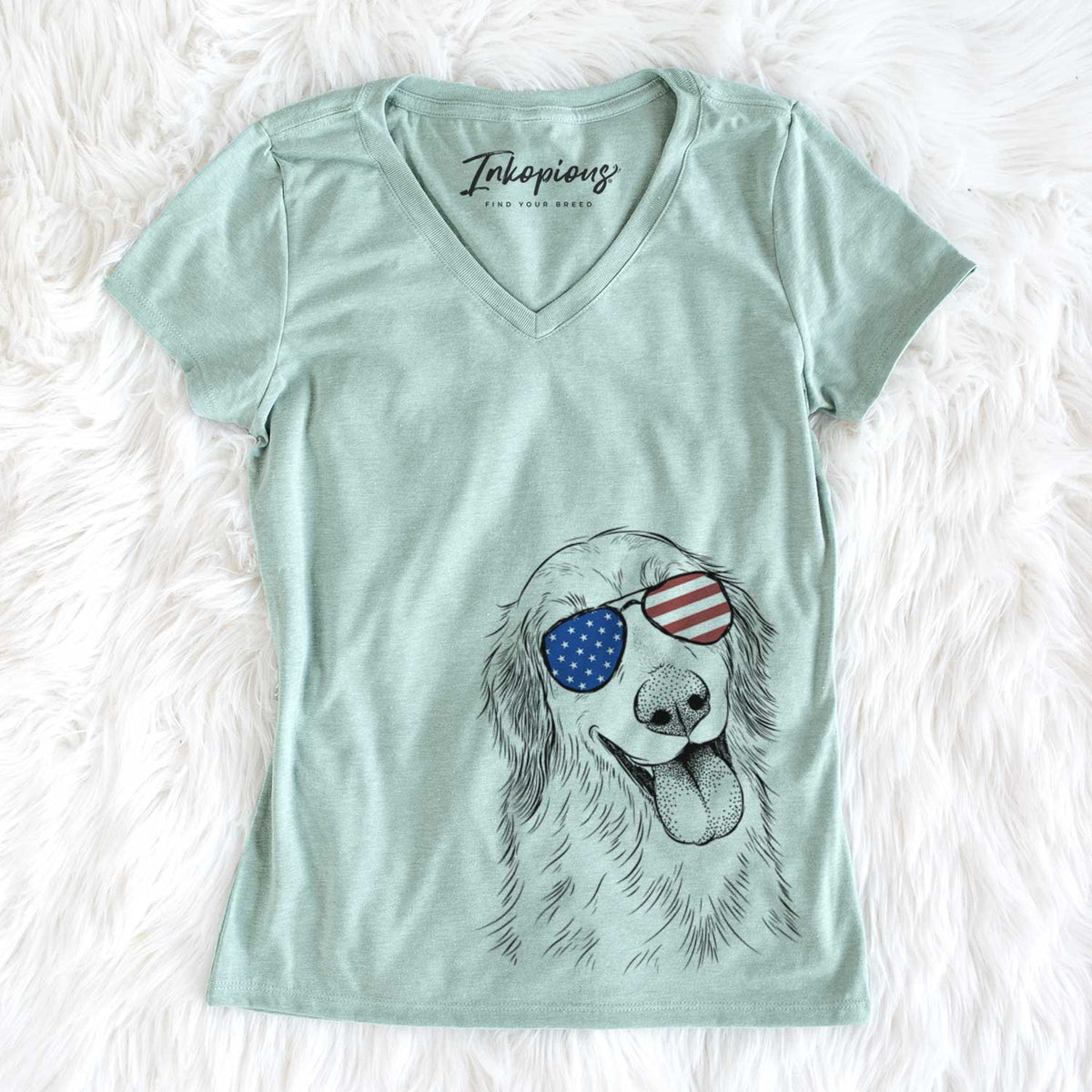 USA Shelby the Golden Retriever - Women's Perfect V-neck Shirt