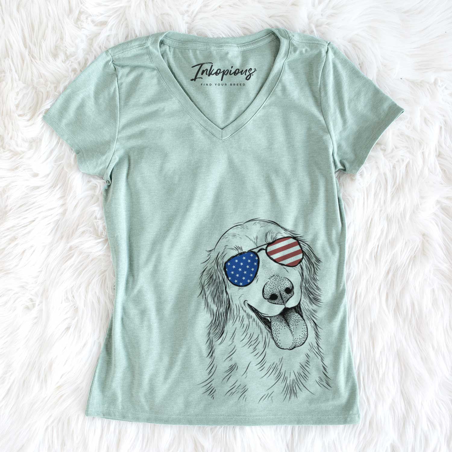 USA Shelby the Golden Retriever - Women's Perfect V-neck Shirt