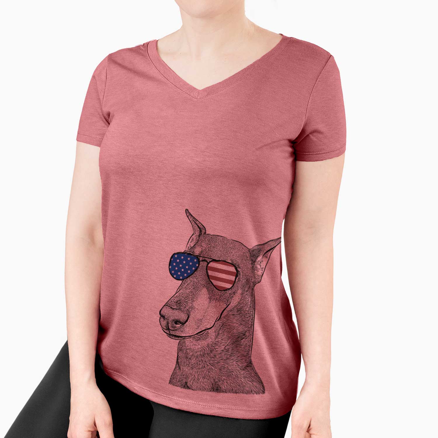 USA Shelby the Doberman Pinscher - Women's Perfect V-neck Shirt