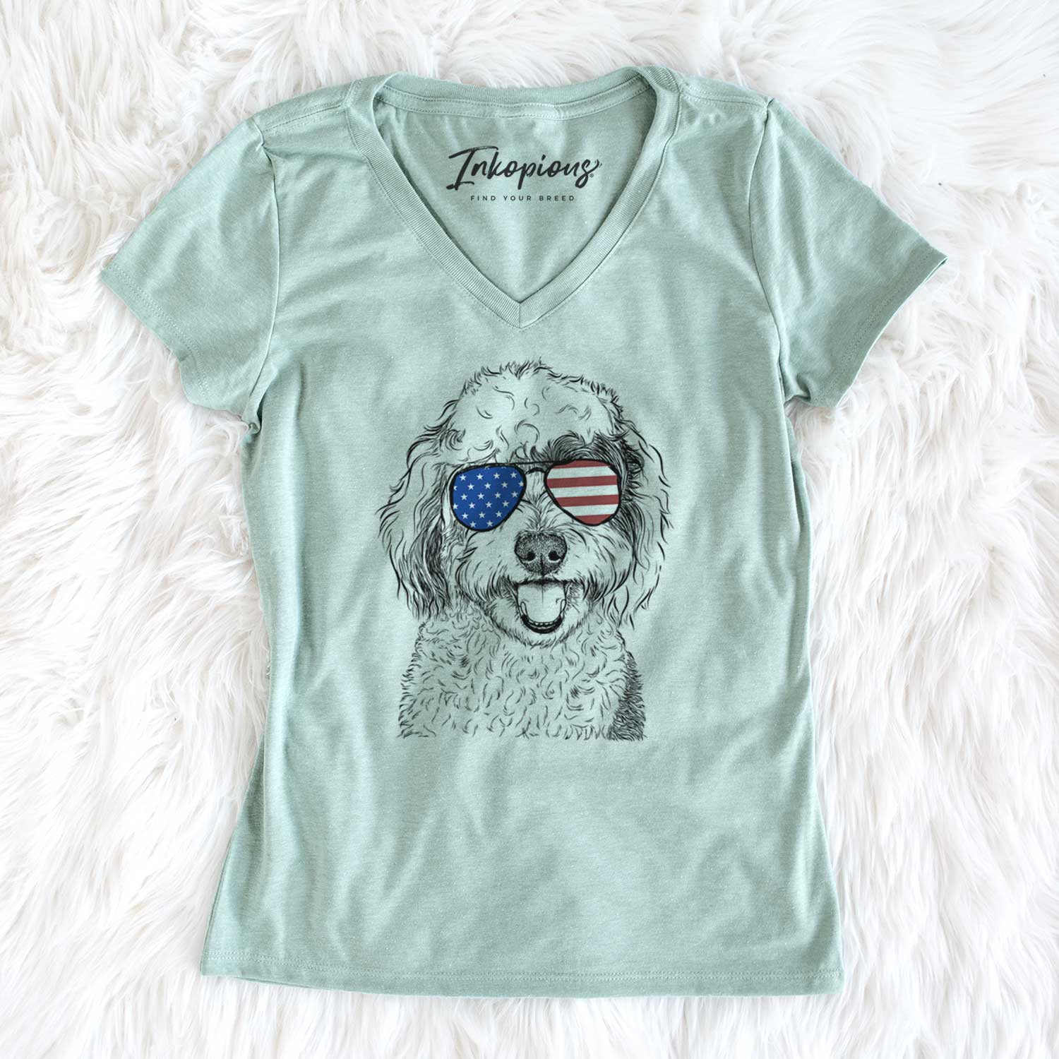 USA Sherlock the Sheepadoodle - Women's Perfect V-neck Shirt