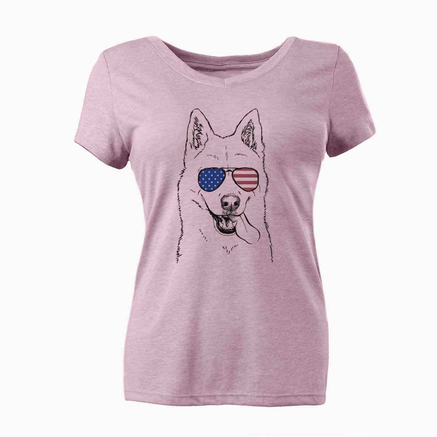 USA Sinatra  the Siberian Husky - Women's Perfect V-neck Shirt