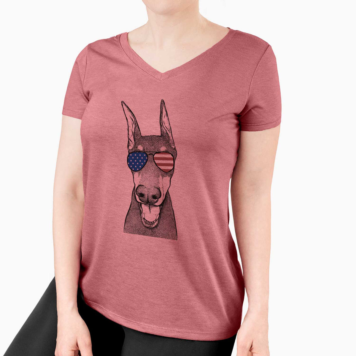 USA Sir Duke the Doberman Pinscher - Women's Perfect V-neck Shirt