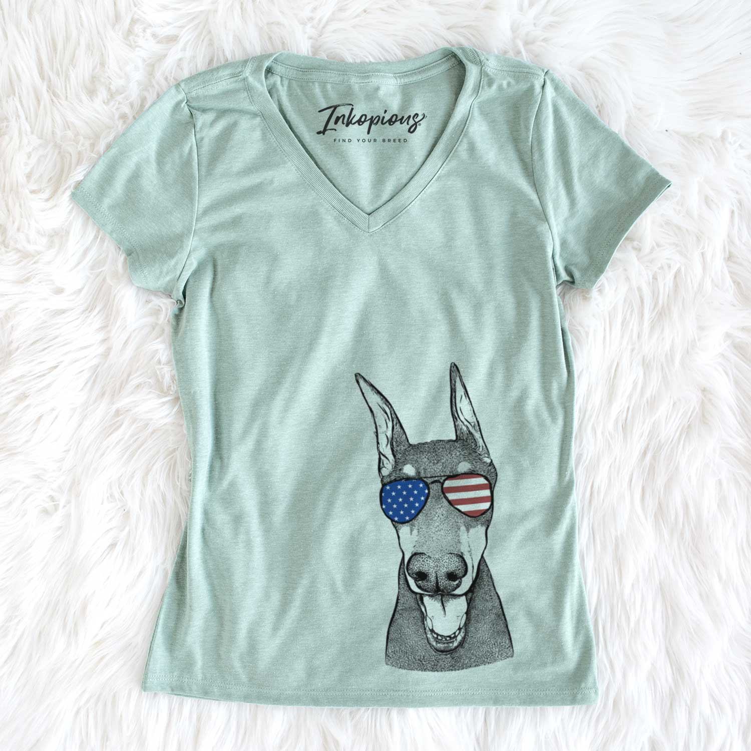 USA Sir Duke the Doberman Pinscher - Women's Perfect V-neck Shirt