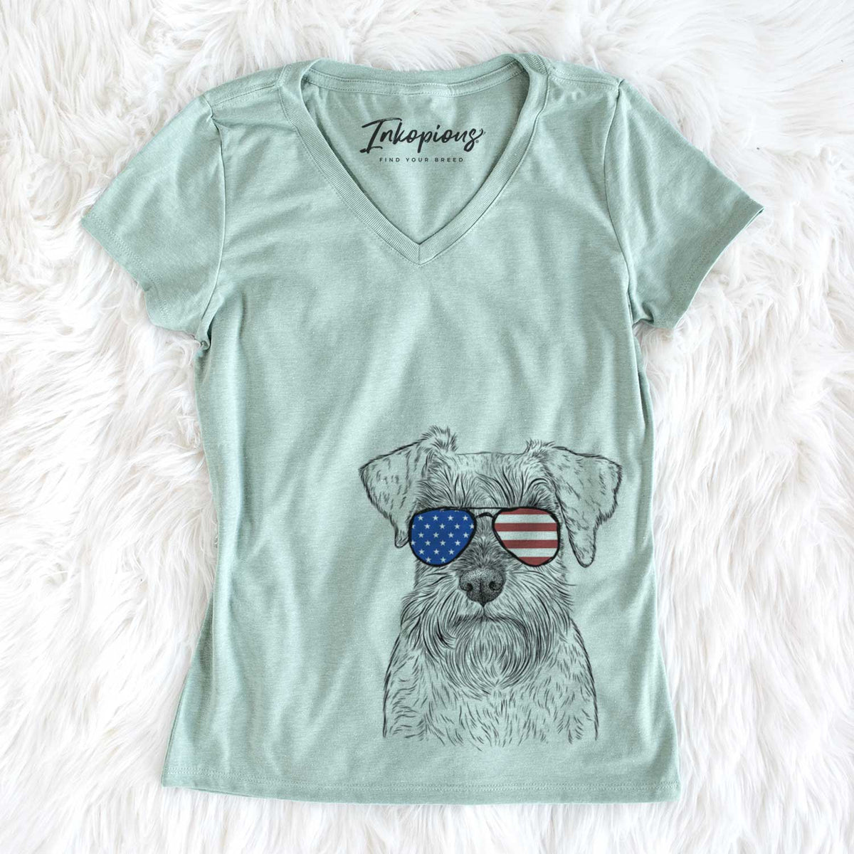 USA Smokey the Miniature Schnauzer - Women's Perfect V-neck Shirt