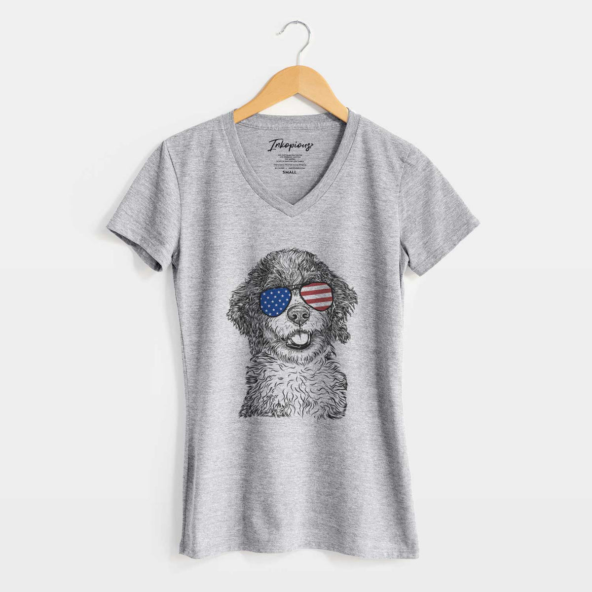 USA Smoky the Bernedoodle Puppy - Women&#39;s Perfect V-neck Shirt