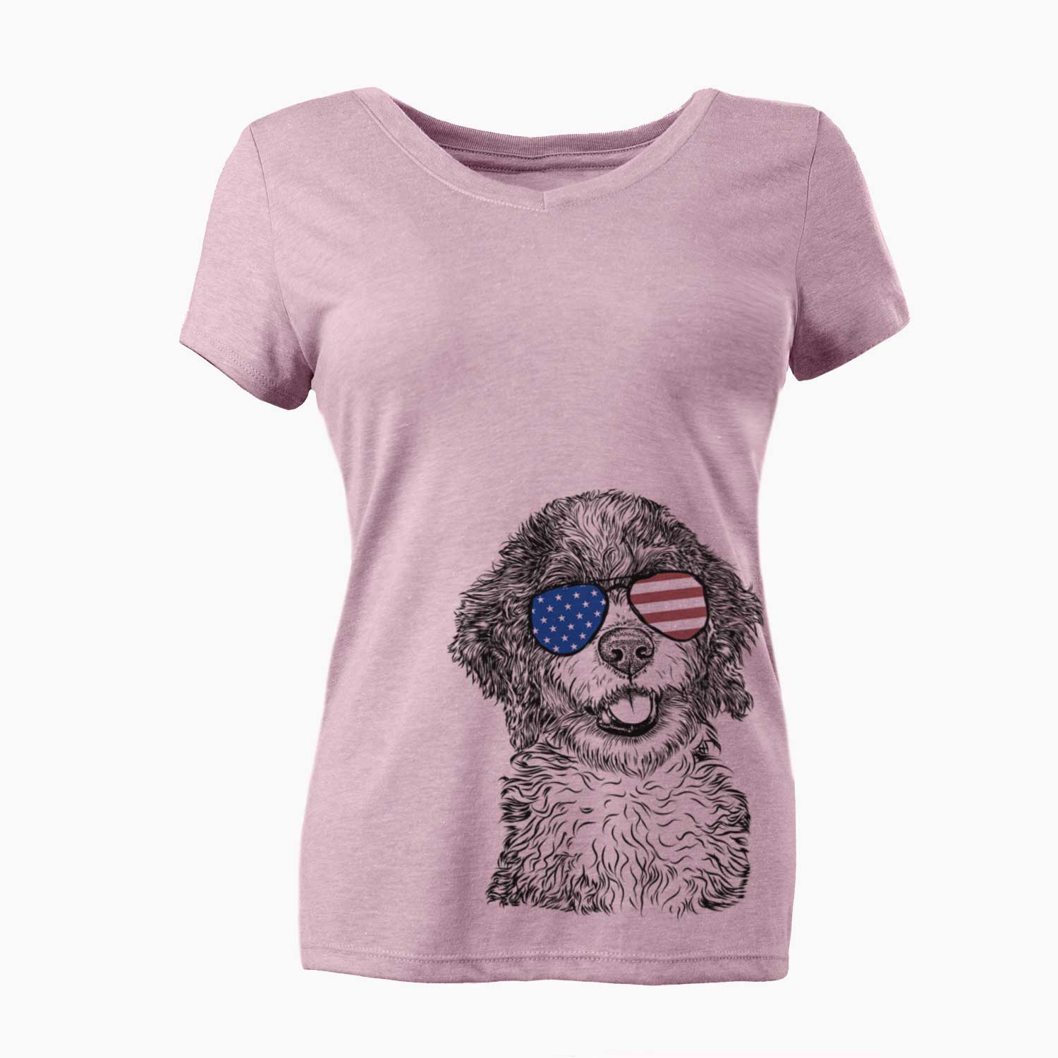 USA Smoky the Bernedoodle Puppy - Women's Perfect V-neck Shirt