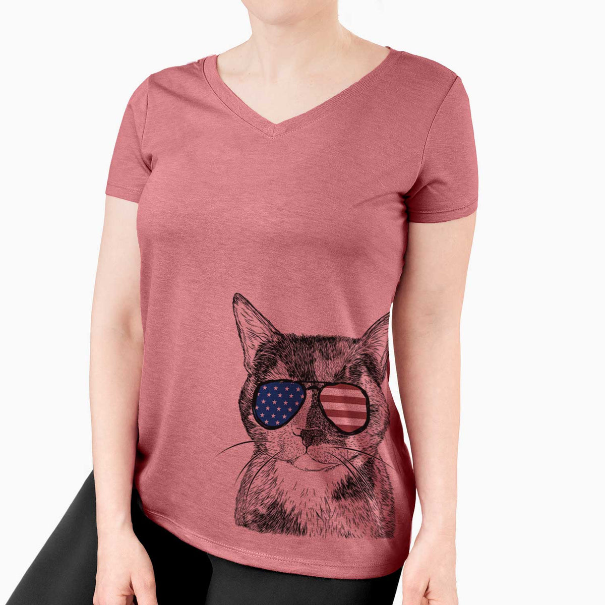 USA Spooky Kitty the Tortoiseshell Cat - Women's Perfect V-neck Shirt
