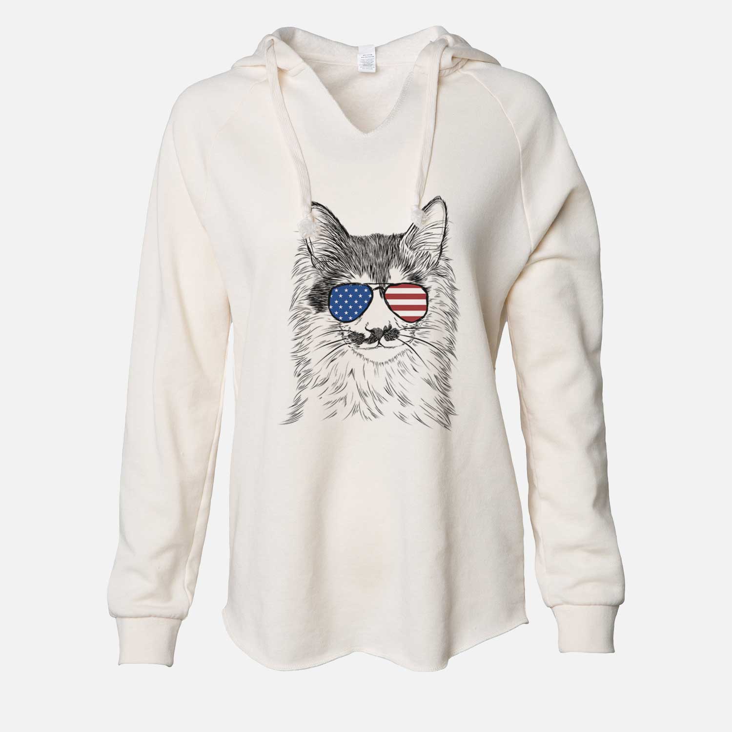 USA Stache the Longhaired Mustard Cat - Cali Wave Hooded Sweatshirt