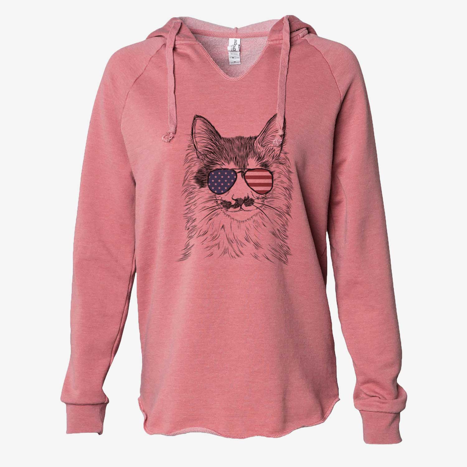 USA Stache the Longhaired Mustard Cat - Cali Wave Hooded Sweatshirt