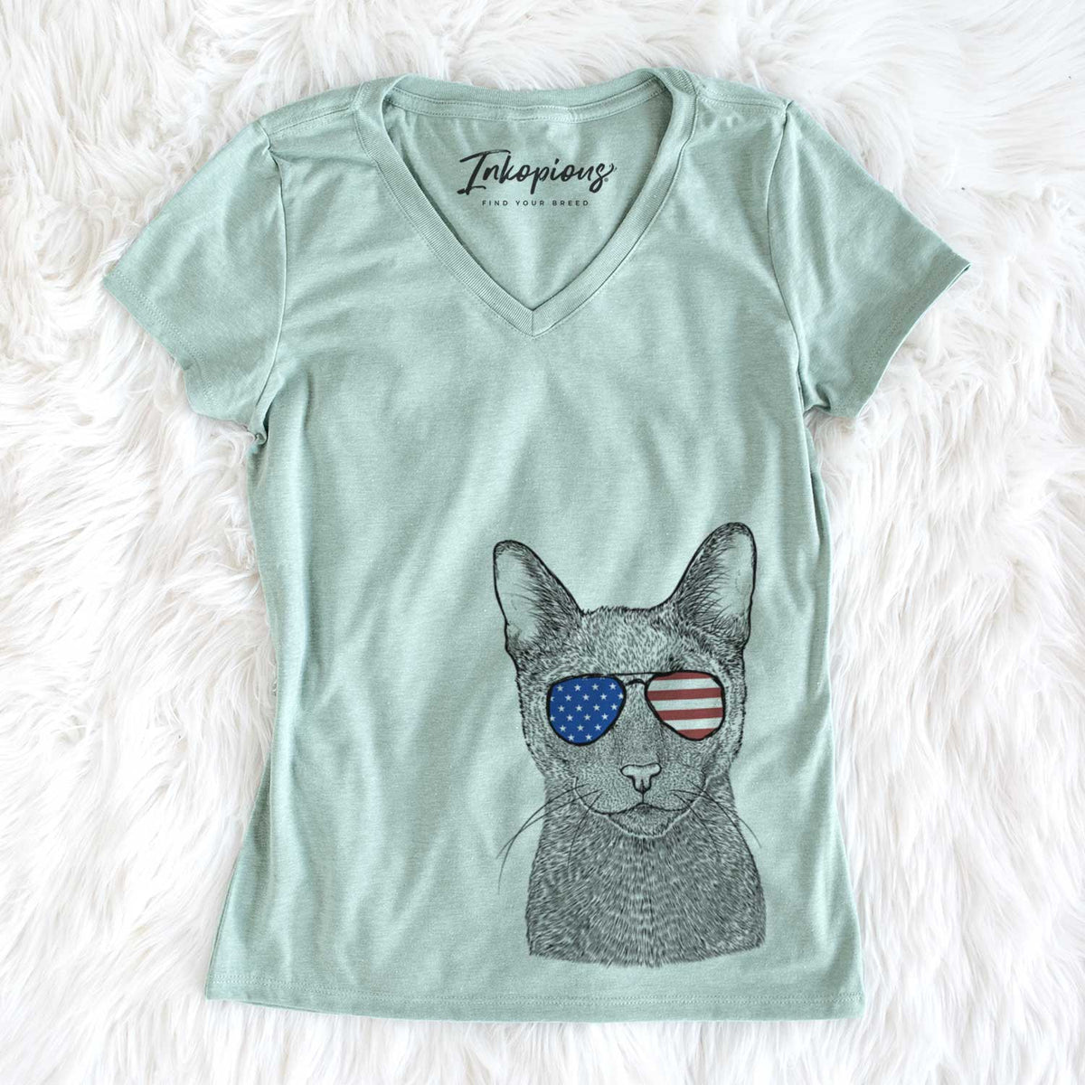 USA Stanley the Russian Blue Cat - Women's Perfect V-neck Shirt