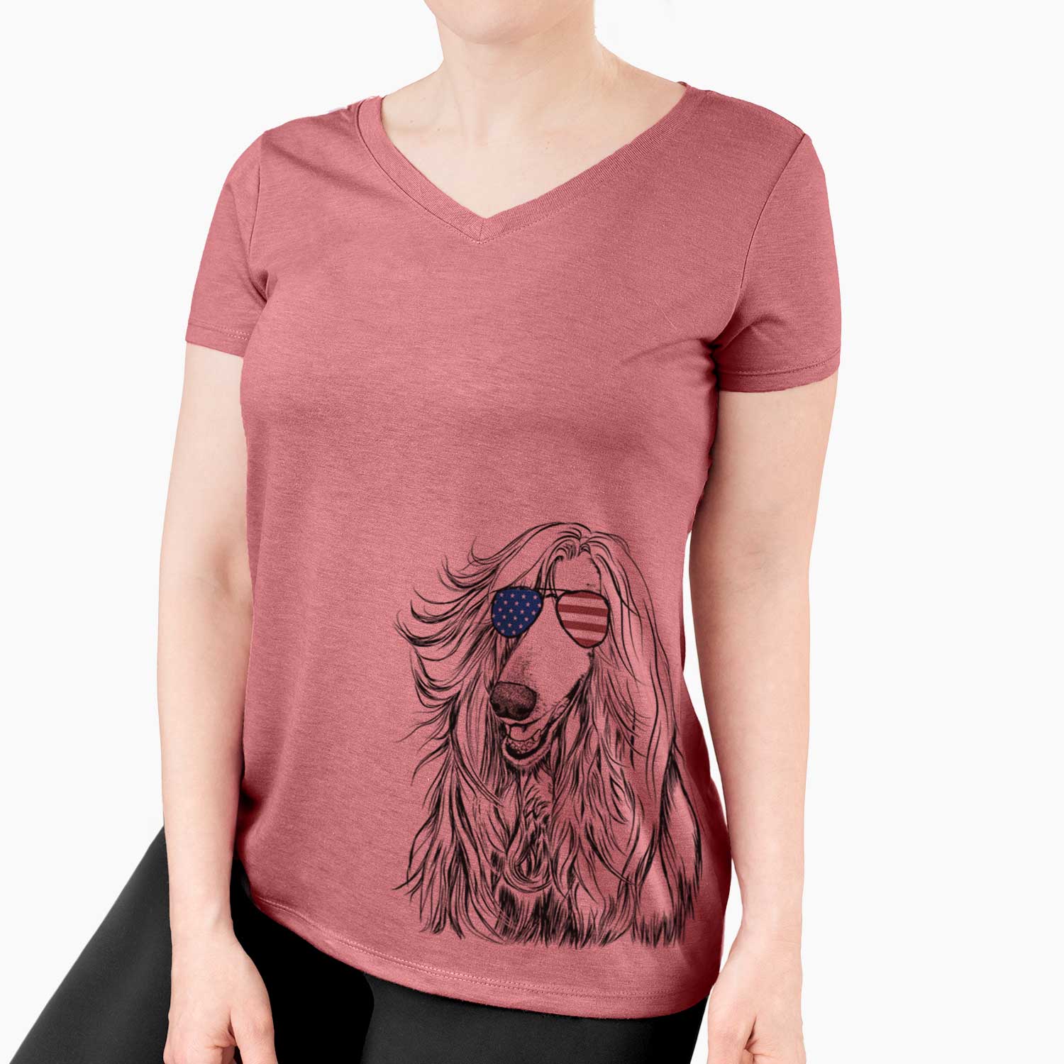 USA Sterling the Afghan Hound - Women's Perfect V-neck Shirt