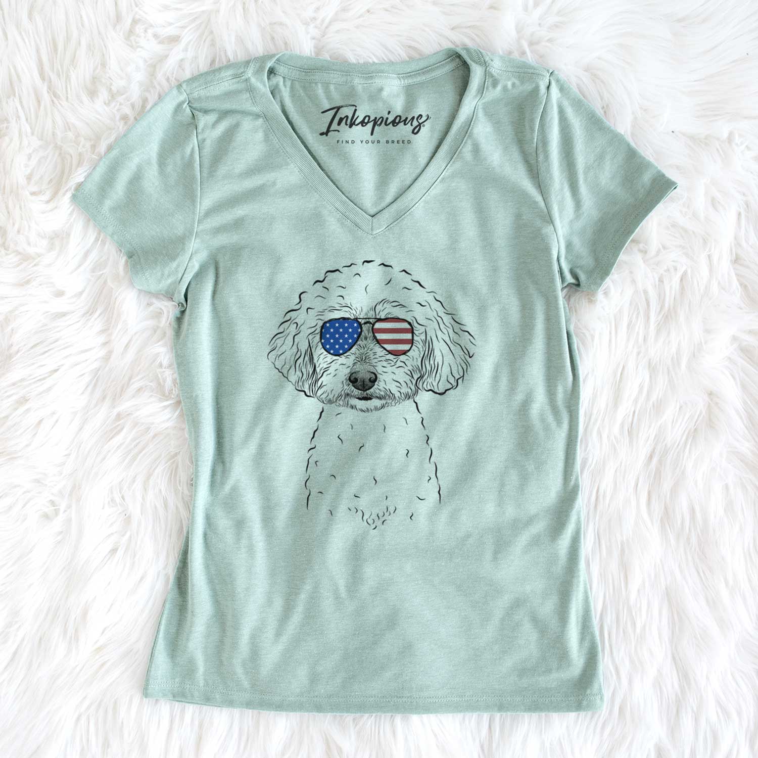 USA Stitch the Bichonpoo - Women's Perfect V-neck Shirt