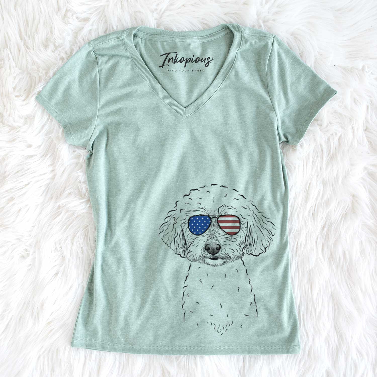 USA Stitch the Bichonpoo - Women's Perfect V-neck Shirt