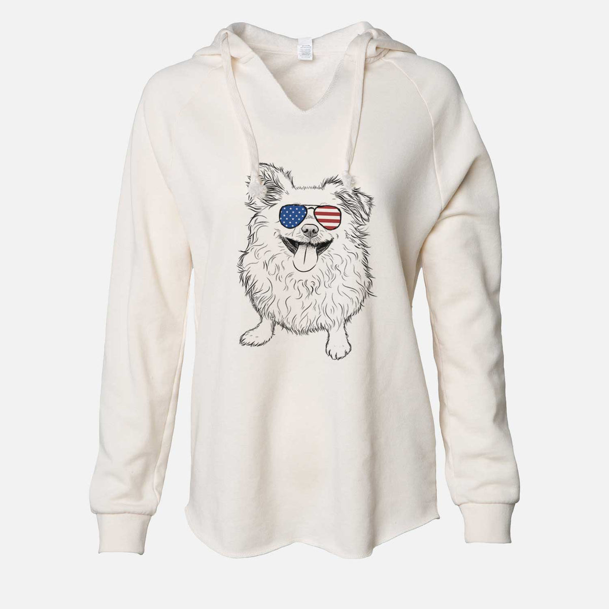 USA Stuart the Longhaired Chihuahua - Cali Wave Hooded Sweatshirt