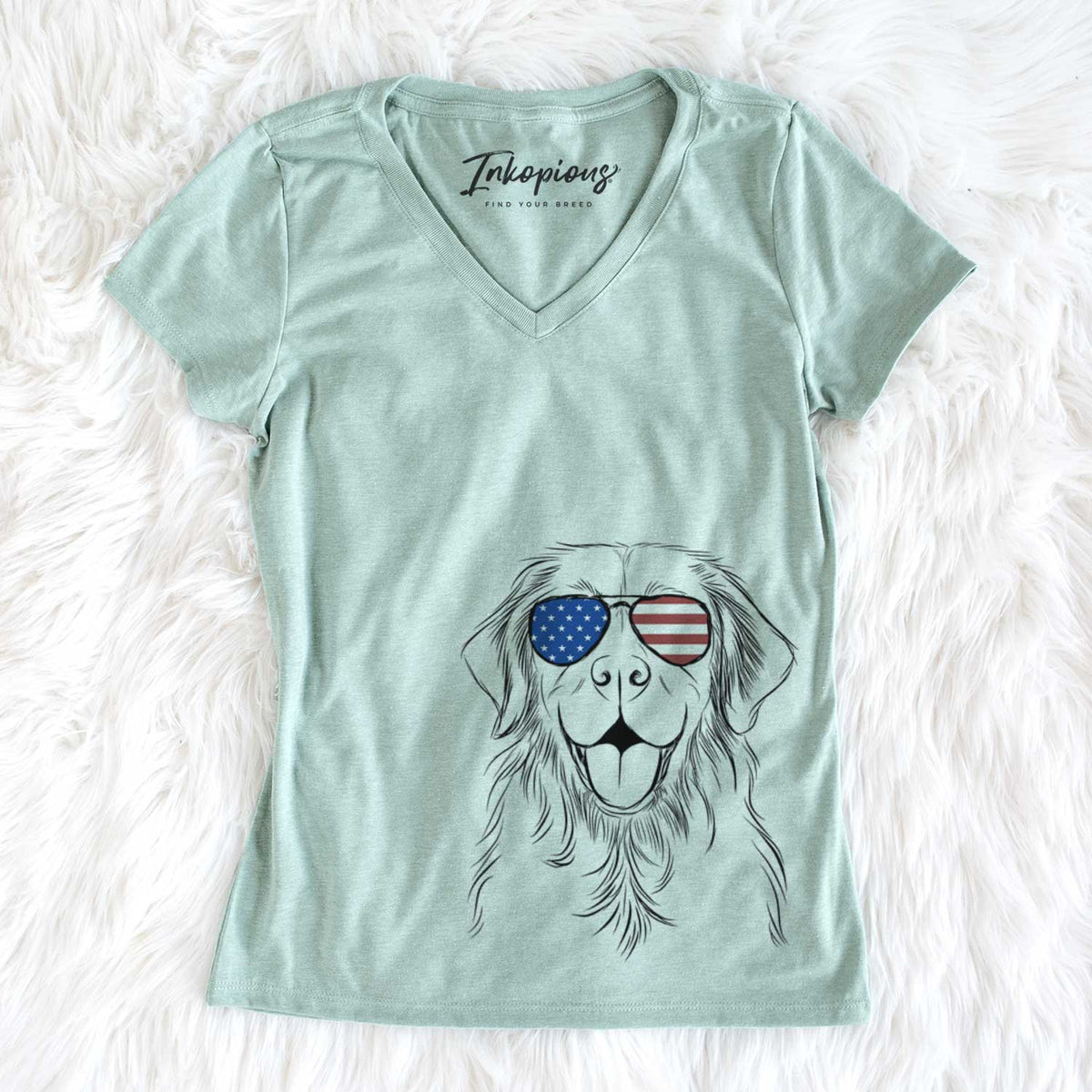 USA Sunny the Golden Retriever - Women's Perfect V-neck Shirt