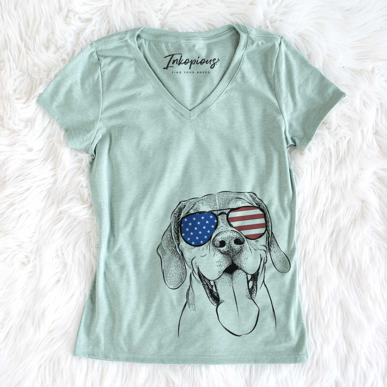 USA Sunny the Beagle - Women's Perfect V-neck Shirt