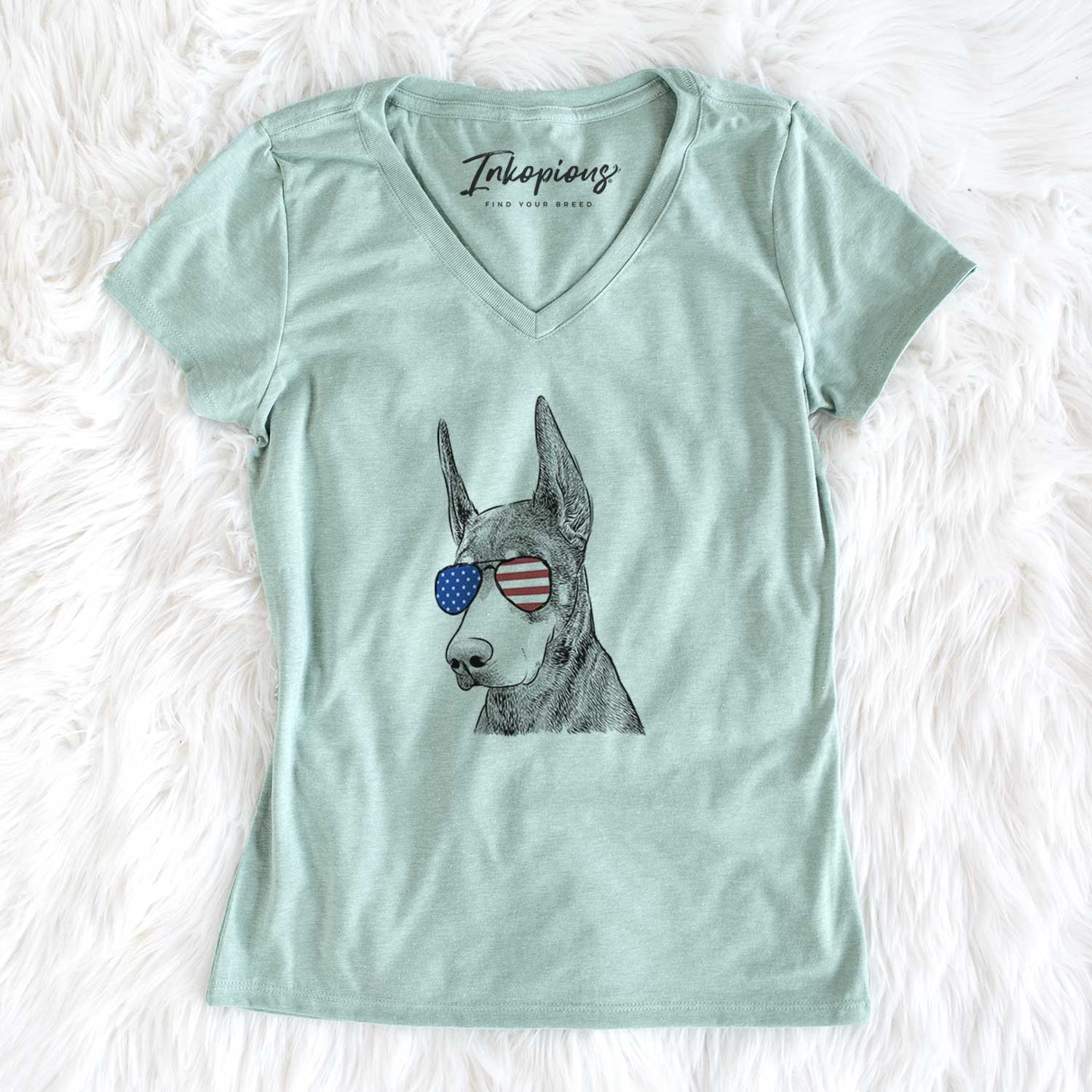 USA Sunny the Doberman Pinscher - Women's Perfect V-neck Shirt