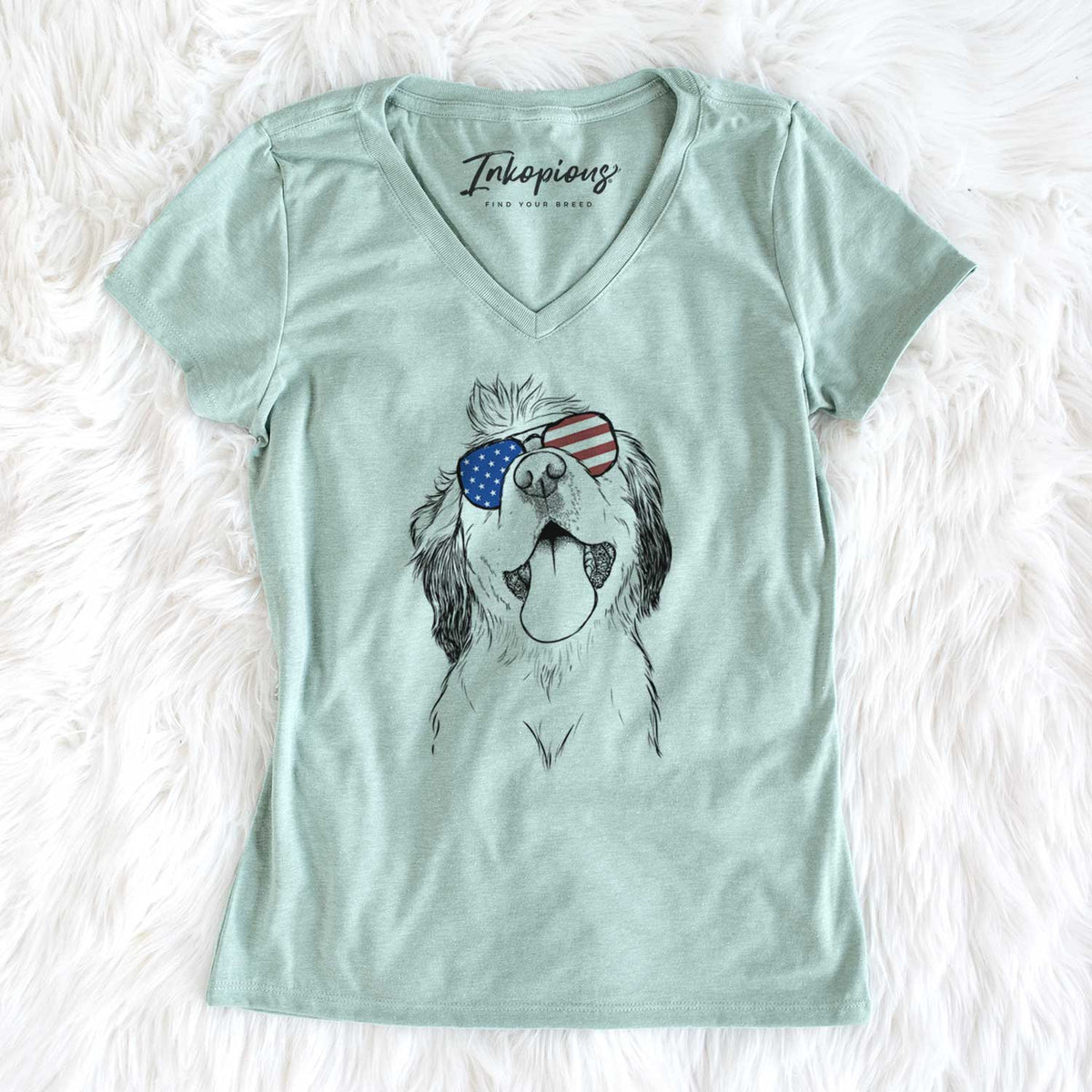 USA Sven the Double Merle Spaniel Aussie Mix - Women's Perfect V-neck Shirt