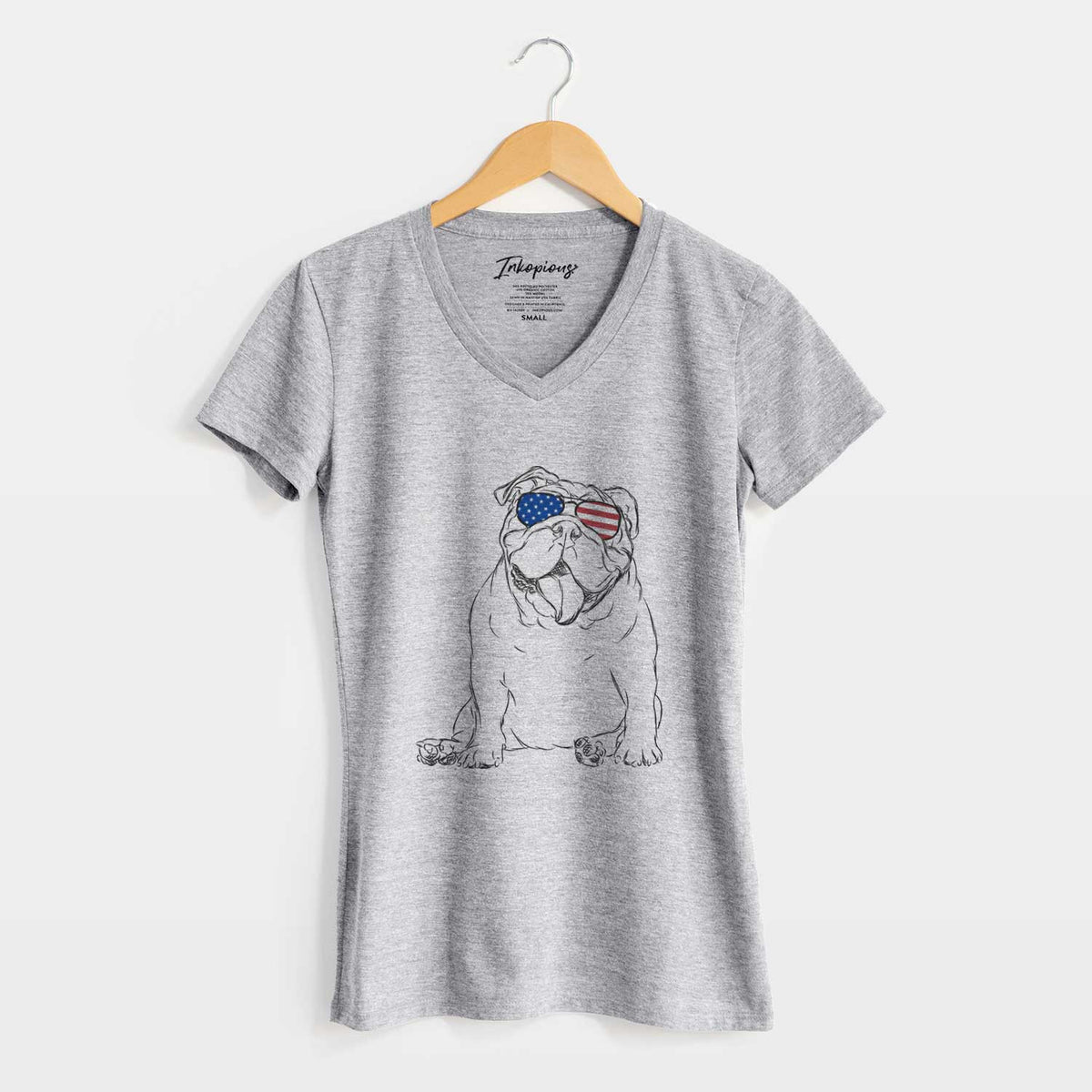 USA Tank the English Bulldog - Women&#39;s Perfect V-neck Shirt