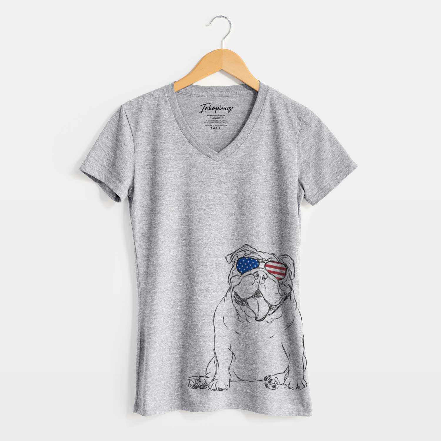 USA Tank the English Bulldog - Women's Perfect V-neck Shirt