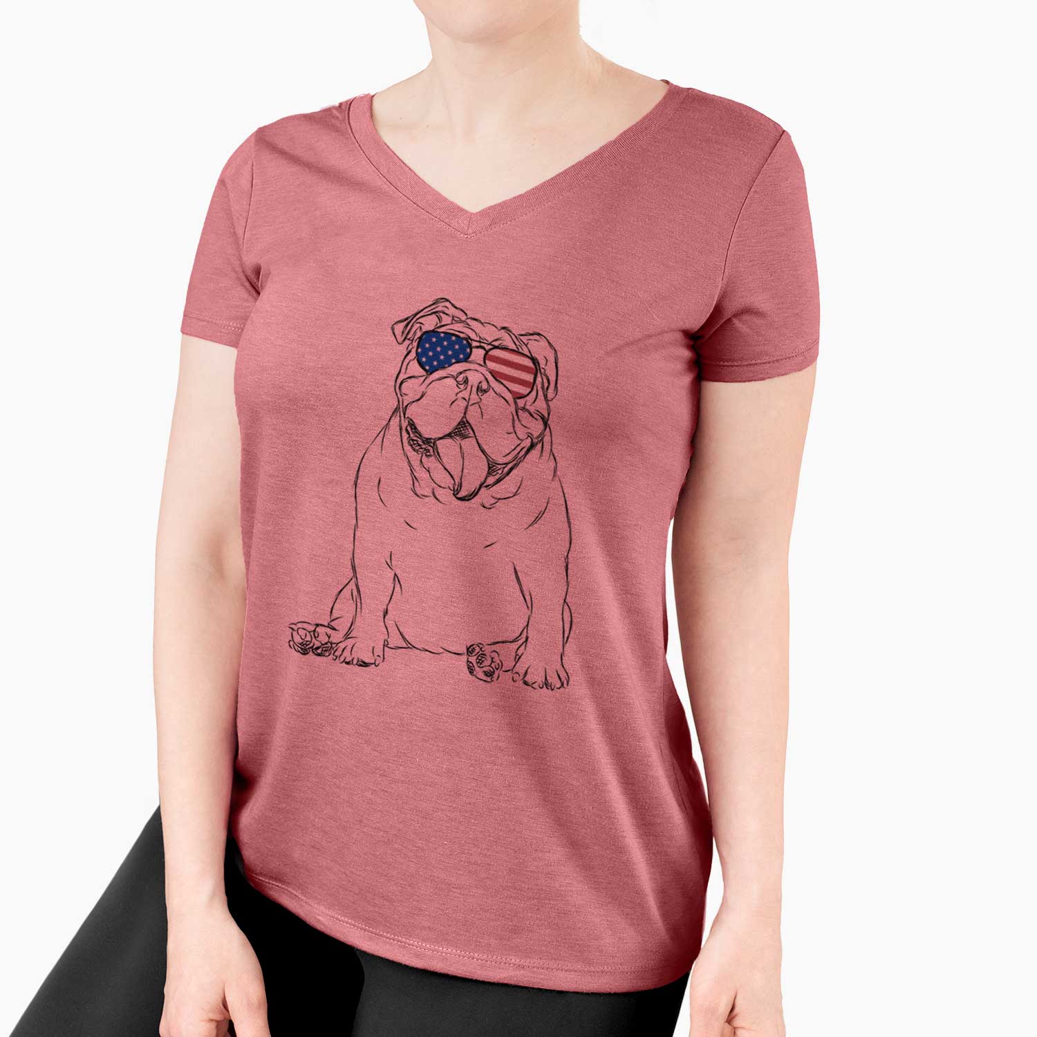 USA Tank the English Bulldog - Women's Perfect V-neck Shirt